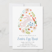 Invitation Chasse aux oeufs de Pâques au lapin floral mou (Devant)