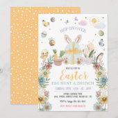 Invitation Chasse aux œufs de Pâques au lapin pastel (Devant / Derrière)