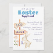 Invitation Chasse aux oeufs de Pâques au printemps (Devant)