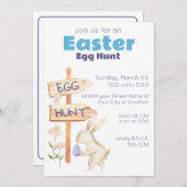 Invitation Chasse aux oeufs de Pâques au printemps (Devant / Derrière)