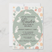 Invitation Chasse aux oeufs de Pâques aux lapins de printemps (Devant)