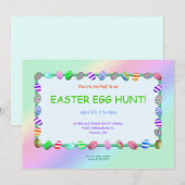 Invitation Chasse aux œufs de Pâques aux œufs peints (Devant / Derrière)