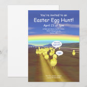 Invitation Chasse aux œufs de Pâques aux poulets sur la route (Devant / Derrière)