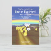 Invitation Chasse aux œufs de Pâques avec des poussins sur la (Debout devant)