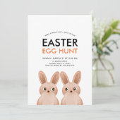 Invitation Chasse aux oeufs de Pâques avec deux lapins de Pâq (Debout devant)