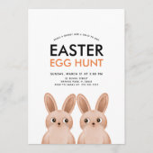 Invitation Chasse aux oeufs de Pâques avec deux lapins de Pâq (Devant)