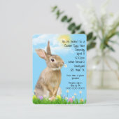 Invitation Chasse aux oeufs de Pâques avec lapin (Debout devant)