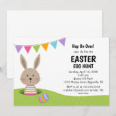 Invitation Chasse aux œufs de Pâques avec Lapin avec panier d (Devant / Derrière)