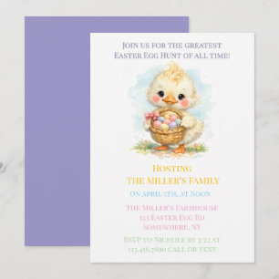 Invitation Chasse aux œufs de Pâques avec le petit canard mig