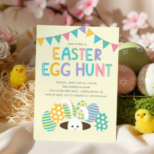 Invitation Chasse aux œufs de Pâques avec un lapin de Pâques