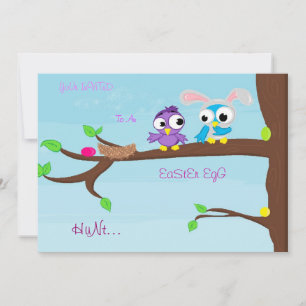 Invitation Chasse aux oeufs de Pâques Bird-Bunny