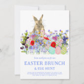Invitation Chasse aux œufs de Pâques Brunch de printemps Lapi (Devant)
