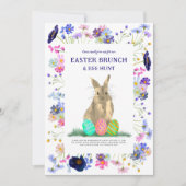 Invitation Chasse aux œufs de Pâques Brunch de printemps Lapi (Devant)