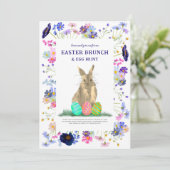 Invitation Chasse aux œufs de Pâques Brunch de printemps Lapi (Debout devant)