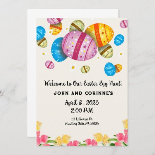 Invitation Chasse aux oeufs de Pâques Brunny de Pâques (Devant / Derrière)