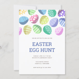 Invitation Chasse aux oeufs de Pâques colorée moderne