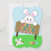 Invitation Chasse aux oeufs de Pâques de lapin blanc mignon (Dos)