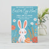 Invitation Chasse aux oeufs de Pâques élégant lapin mignon (Debout devant)