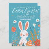Invitation Chasse aux oeufs de Pâques élégant lapin mignon (Devant / Derrière)