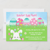 Invitation Chasse aux oeufs de Pâques en bleu turquoise et ro (Devant)