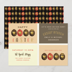 Invitation Chasse aux œufs de Pâques en Bronze Or Chocolat