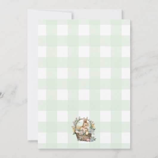 Invitation Chasse aux oeufs de Pâques En vichy lapin vert men (Dos)