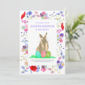 Invitation Chasse aux oeufs de Pâques et Brunch Bunny Floral (Debout devant)