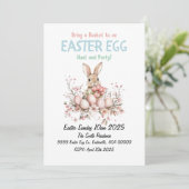 Invitation Chasse aux oeufs de Pâques et fête du lapin mignon (Debout devant)