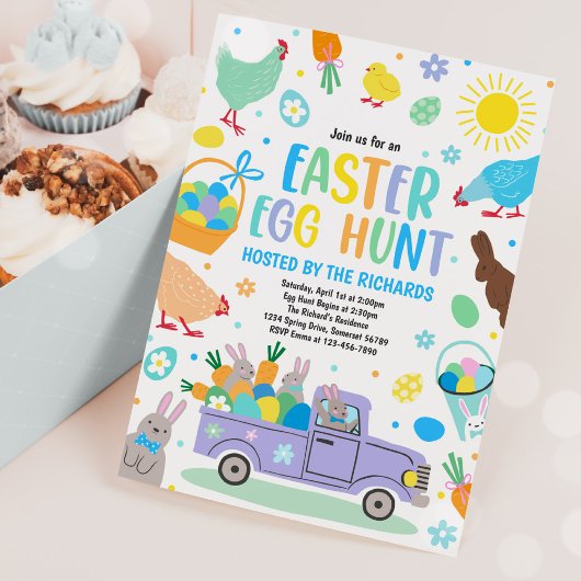 Invitation Chasse aux oeufs de Pâques Evénement aux oeufs de 