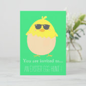Invitation Chasse aux oeufs de Pâques Fête de Pâques cool pou (Debout devant)