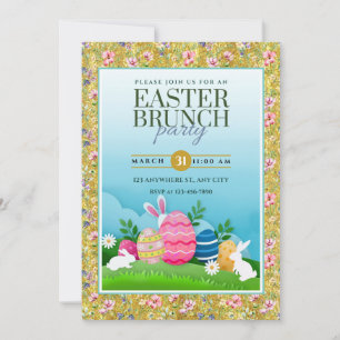 Invitation Chasse aux œufs de Pâques, fête de Pâques pour enf