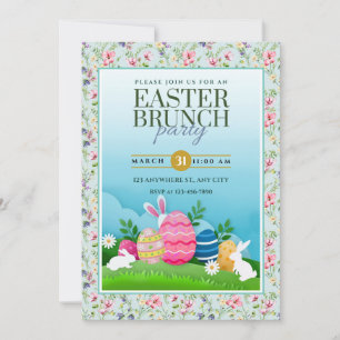 Invitation Chasse aux œufs de Pâques, fête de Pâques pour enf
