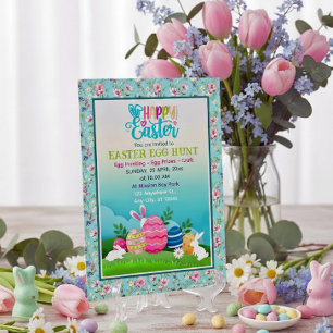 Invitation Chasse aux œufs de Pâques, fête de Pâques pour enf