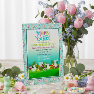 Invitation Chasse aux œufs de Pâques, fête de Pâques pour enf