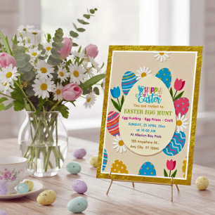 Invitation Chasse aux œufs de Pâques Fête florale de vacanc