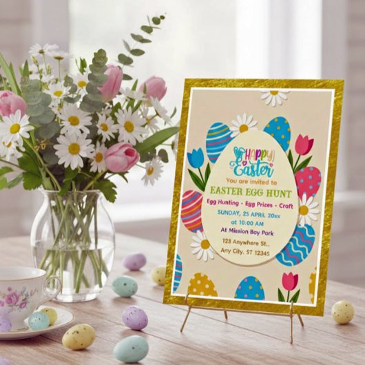 Invitation Chasse aux œufs de Pâques | Fête florale de vacanc