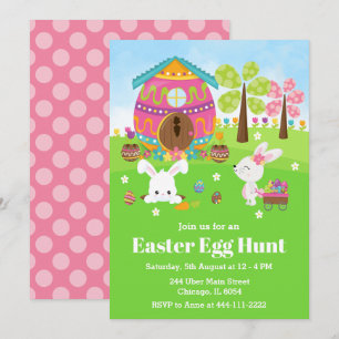 Invitation Chasse aux œufs de Pâques Fête Lapins