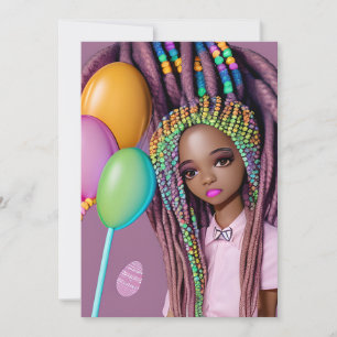 Invitation Chasse aux oeufs de Pâques Fille noire Magie Melan