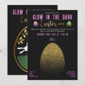 Invitation Chasse aux œufs de Pâques Lapin de Pâques qui bril (Devant / Derrière)