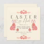 Invitation Chasse aux œufs de Pâques Lapin de pastel de table (Devant / Derrière)
