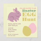 Invitation Chasse aux oeufs de Pâques - Lapin pourpre (Devant / Derrière)