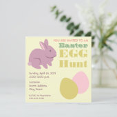 Invitation Chasse aux oeufs de Pâques - Lapin pourpre (Debout devant)