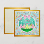 Invitation Chasse aux œufs de Pâques mignonne et papillons co (Devant / Derrière)