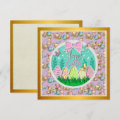 Invitation Chasse aux œufs de Pâques mignonne et papillons co (Devant / Derrière)