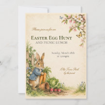 Invitation Chasse aux œufs de Pâques Pierre Lapin