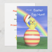 Invitation Chasse aux œufs de Pâques Pop-up Poulet (Devant / Derrière)