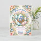 Invitation Chasse aux oeufs de Pâques pour enfants Fête d'ann (Debout devant)