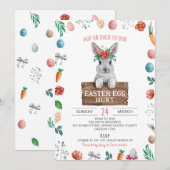 Invitation Chasse aux oeufs de Pâques pour enfants, Lapin de  (Devant / Derrière)