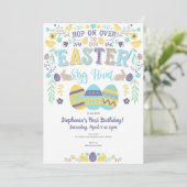 Invitation Chasse aux oeufs de Pâques, printemps, lapin, anni (Debout devant)