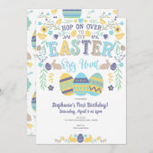 Invitation Chasse aux oeufs de Pâques, printemps, lapin, anni (Devant / Derrière)